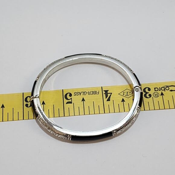 Brighton Silver and Black Enamel Hinged Bracelet - Picture 5 of 6